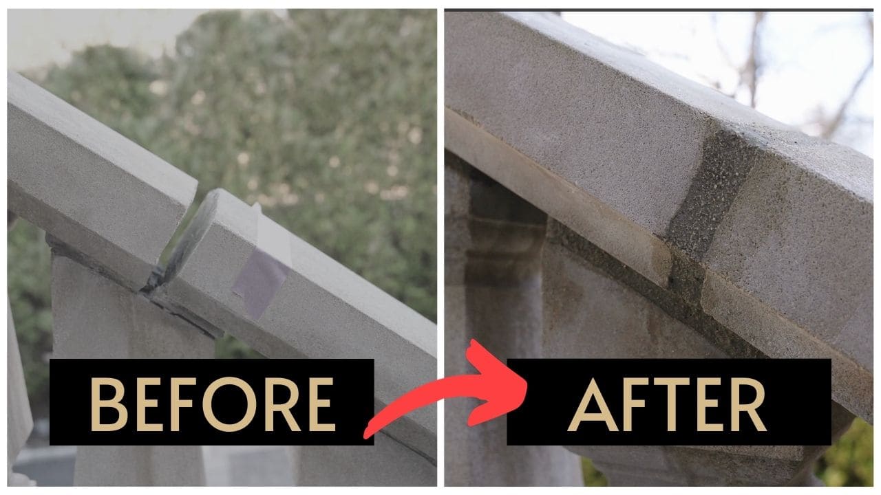 Before and after natural stone surface restoration
