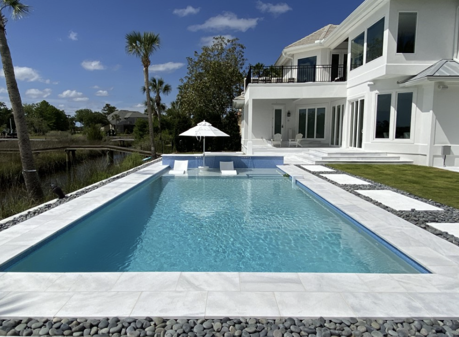 Poolside exterior stone at a Florida property