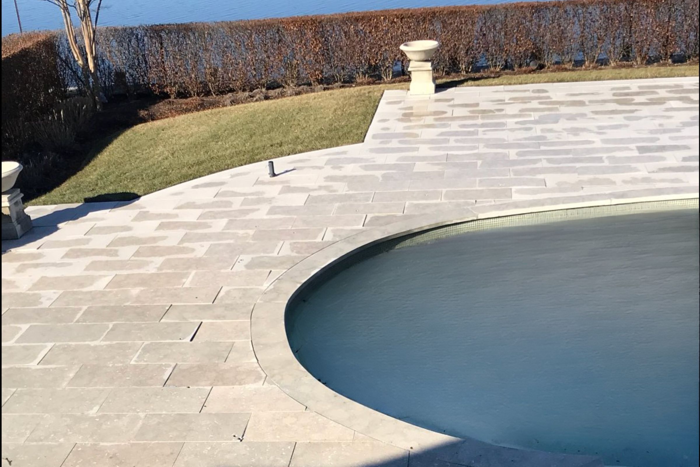 Stone pool deck area