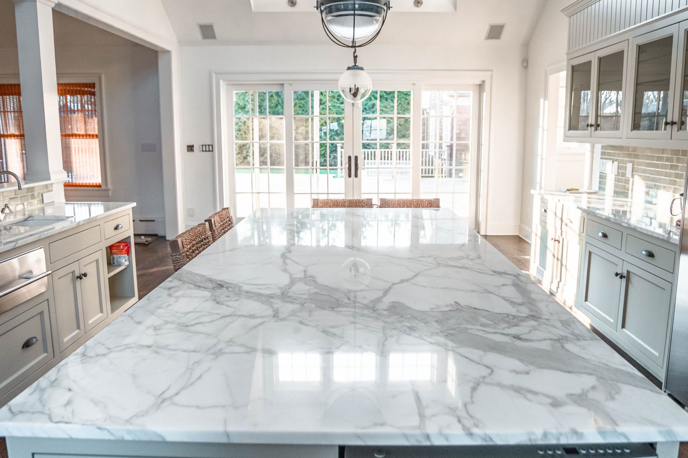 Polished natural stone surface after professional maintenance