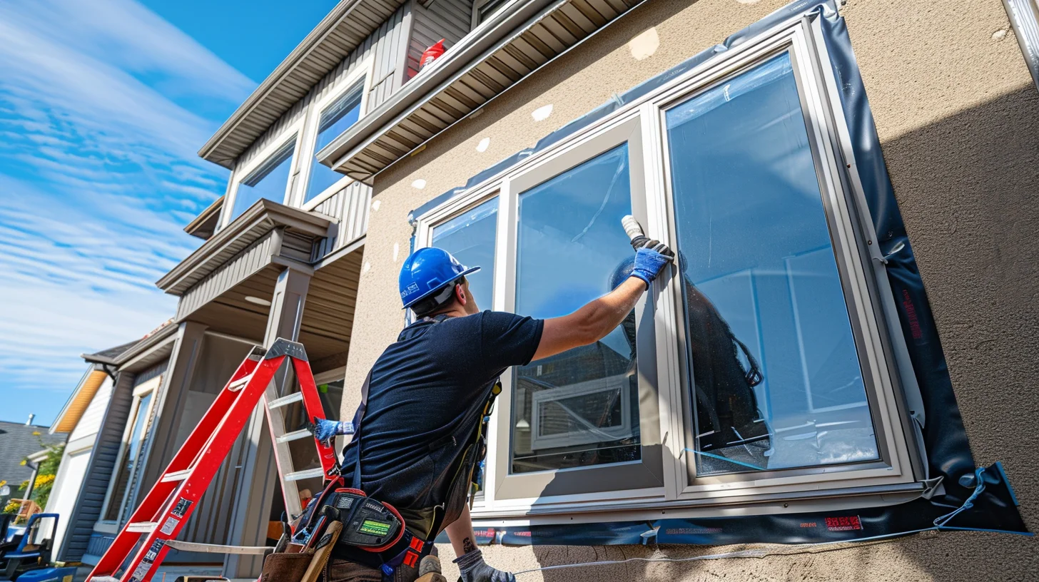 The process of replaceing a window on the exterior of a house