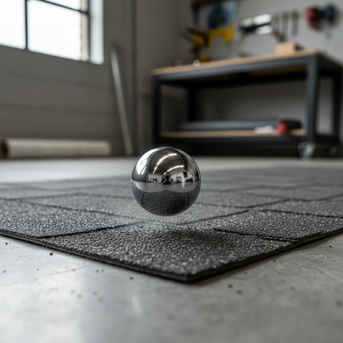 Steel ball impact test on a shingle demonstrating Class 4 durability