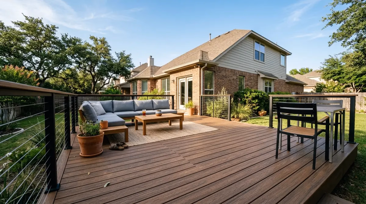 Beautifully finished modern outdoor living space featuring a highly durable, low-maintenance composite deck.