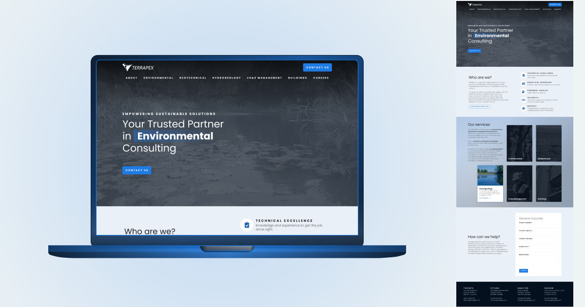 Website redesign for sustainability companies - Terrapex | Miscibility Design Solutions