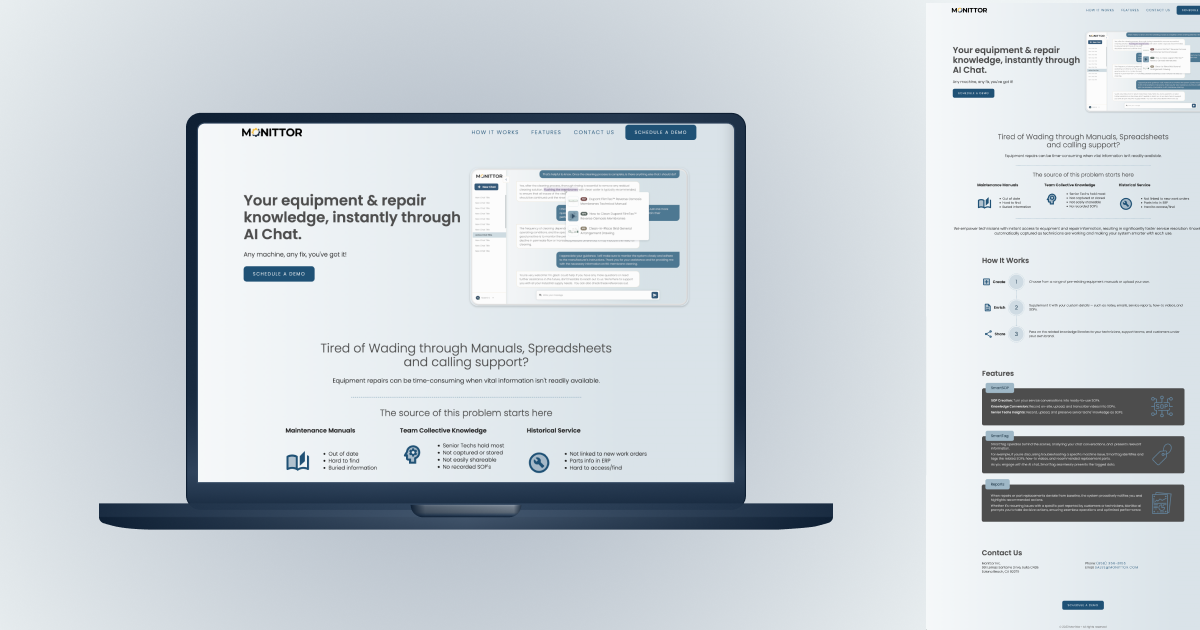 Website Design for Equipment AI Chatbot - Monittor | Miscibility Design Solutions