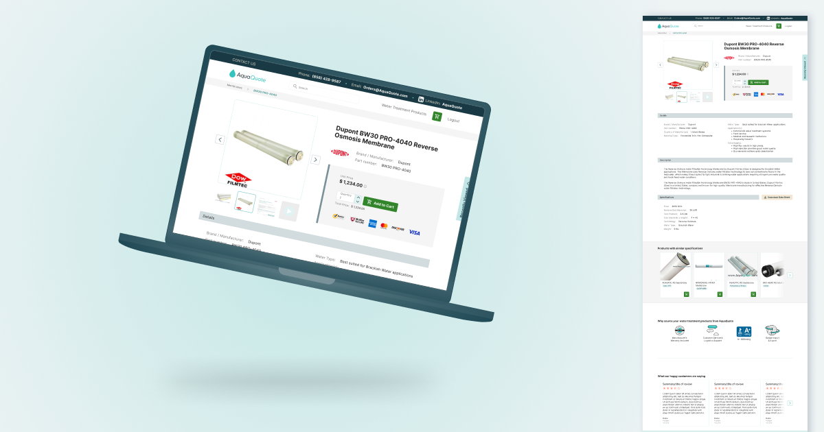 Website Redesign for Industrial E-commerce - AquaQuote | Miscibility Design Solutions