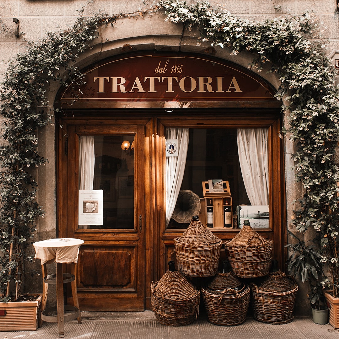 image of a storefront for an italian trattoria style restaurant
