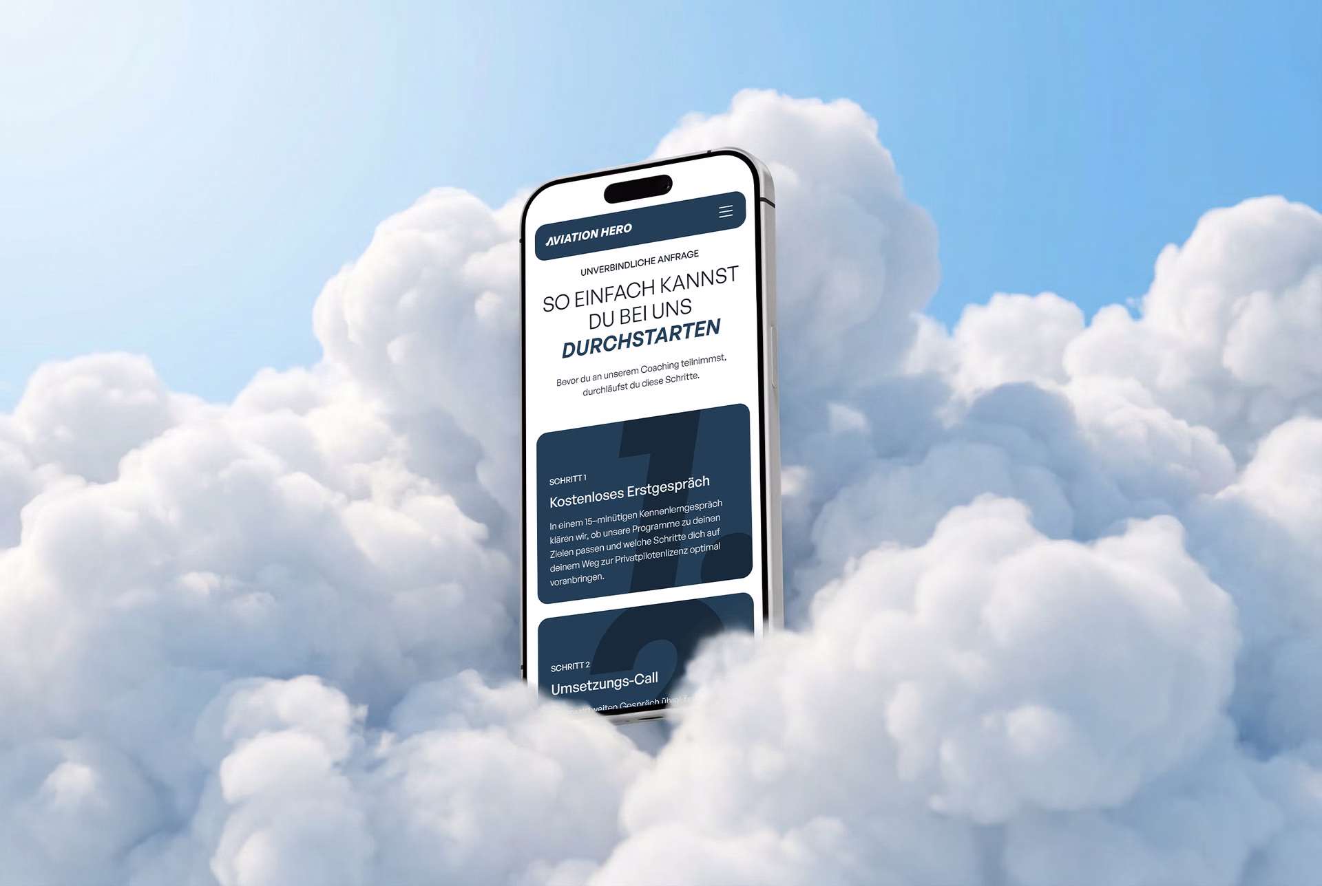 Premium Brand Design, Webdesign und Webflow Development für Aviation Hero – die erste digitale Flugschule Deutschlands mit einer gamifizierten Lernplattform für Privatpilot:innen.