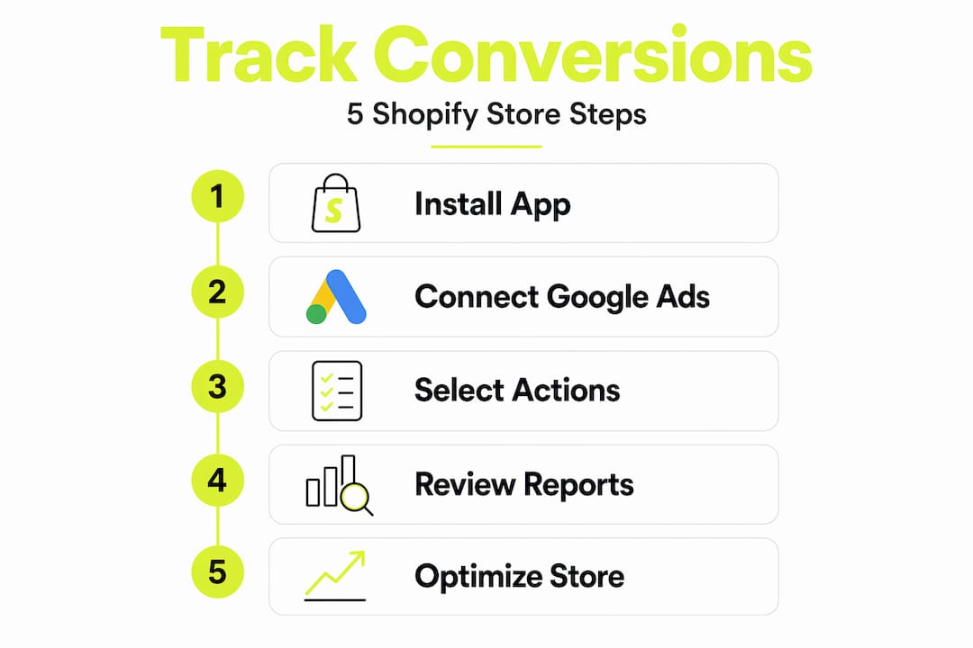 Step-by-step diagram for Shopify conversion tracking setup