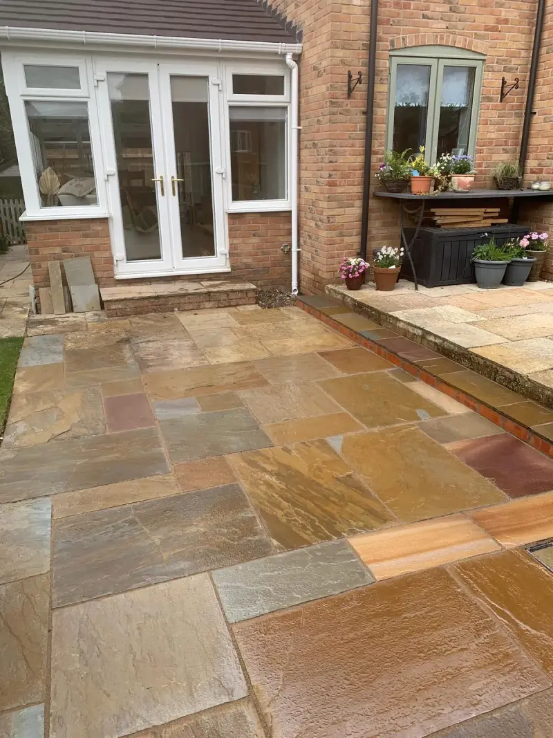 new patio with water on the top