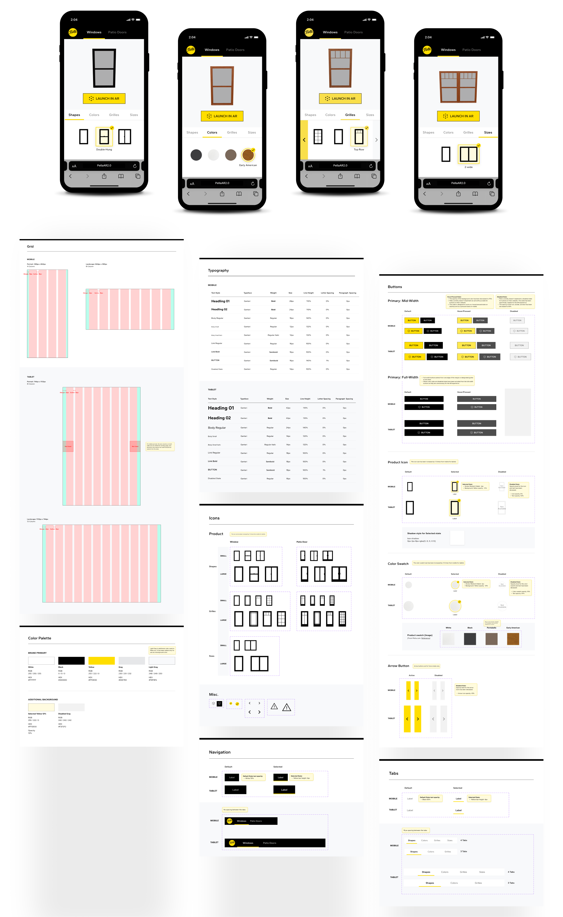 AR screens and design system