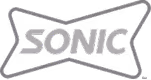 SONIC logo with bold letters inside a horizontally stretched star shape.