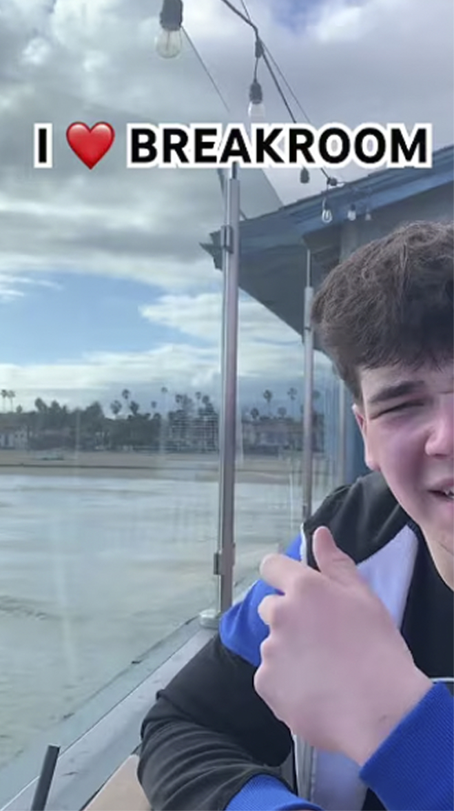 Video thumbnail showing Breakroom app in a restaurant workplace setting