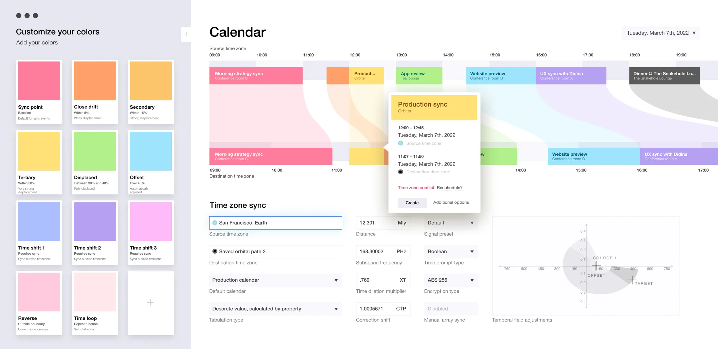 Screenshot of Calendar app dashboard