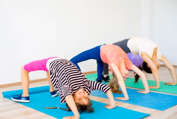 Young and teenage yogis doing yoga