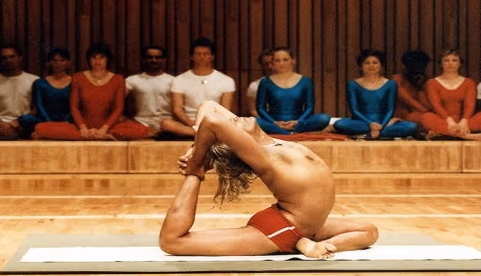 B.KS Iyengar practicing yoga among his students