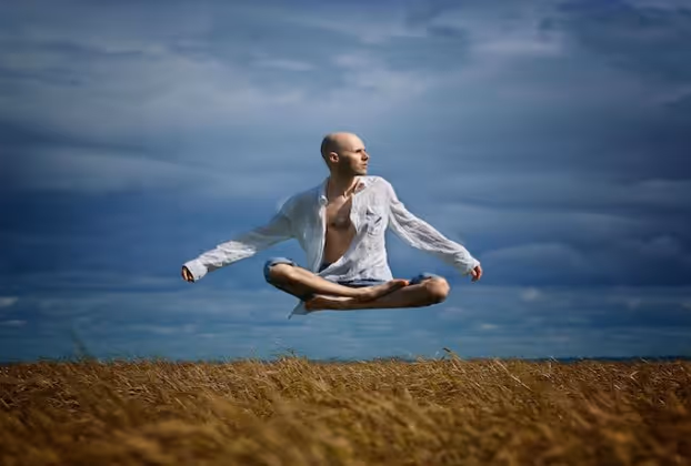 Man flying freedom yoga meditation