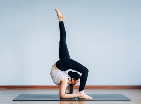 Yogi lady doing asana