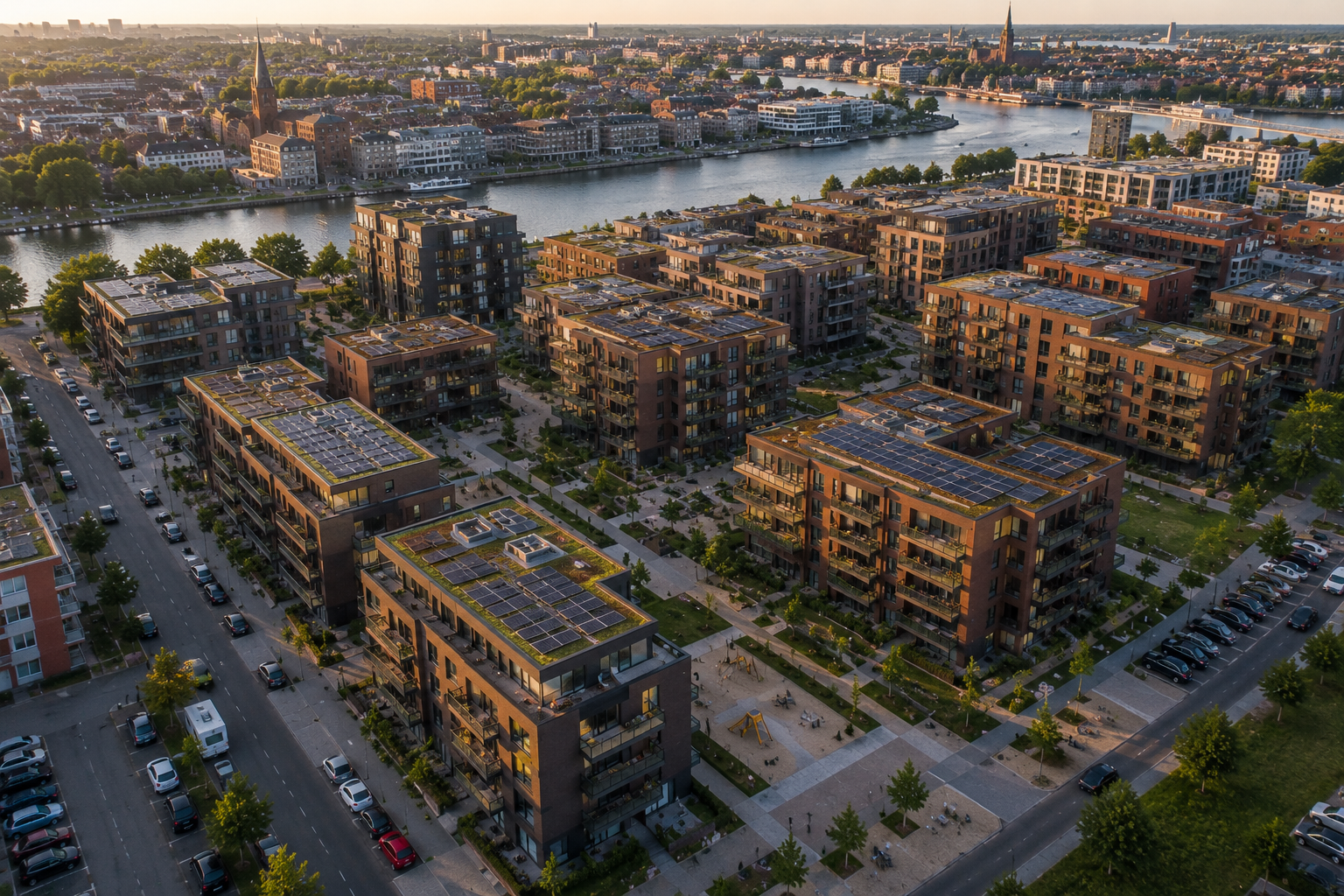 Wohnkomplex mit Solardach