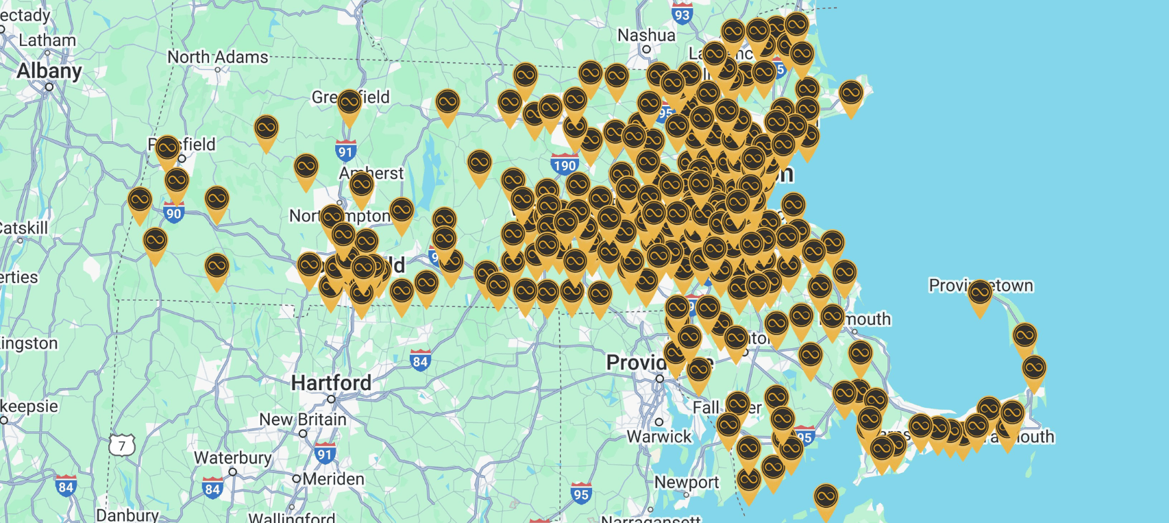 Massachusetts Service Area Map