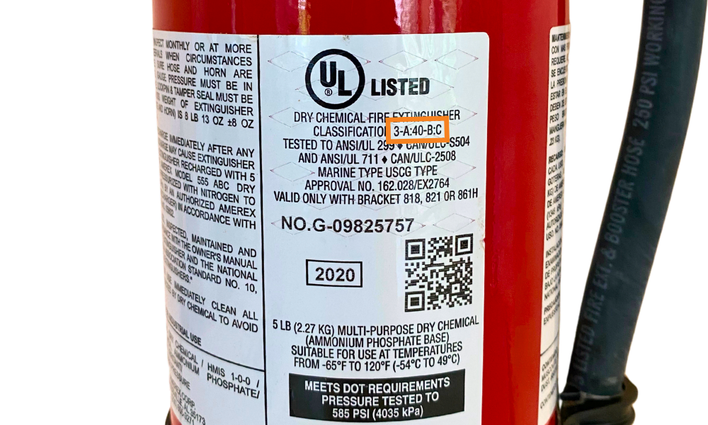 UL Label on Fire Extinguisher