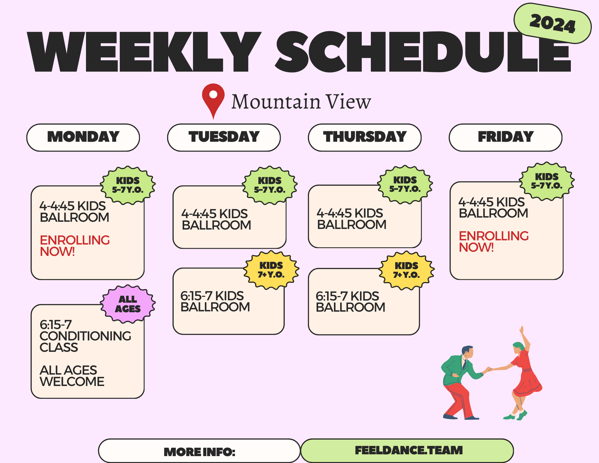 Feel Dance Team schedule for Mountain View