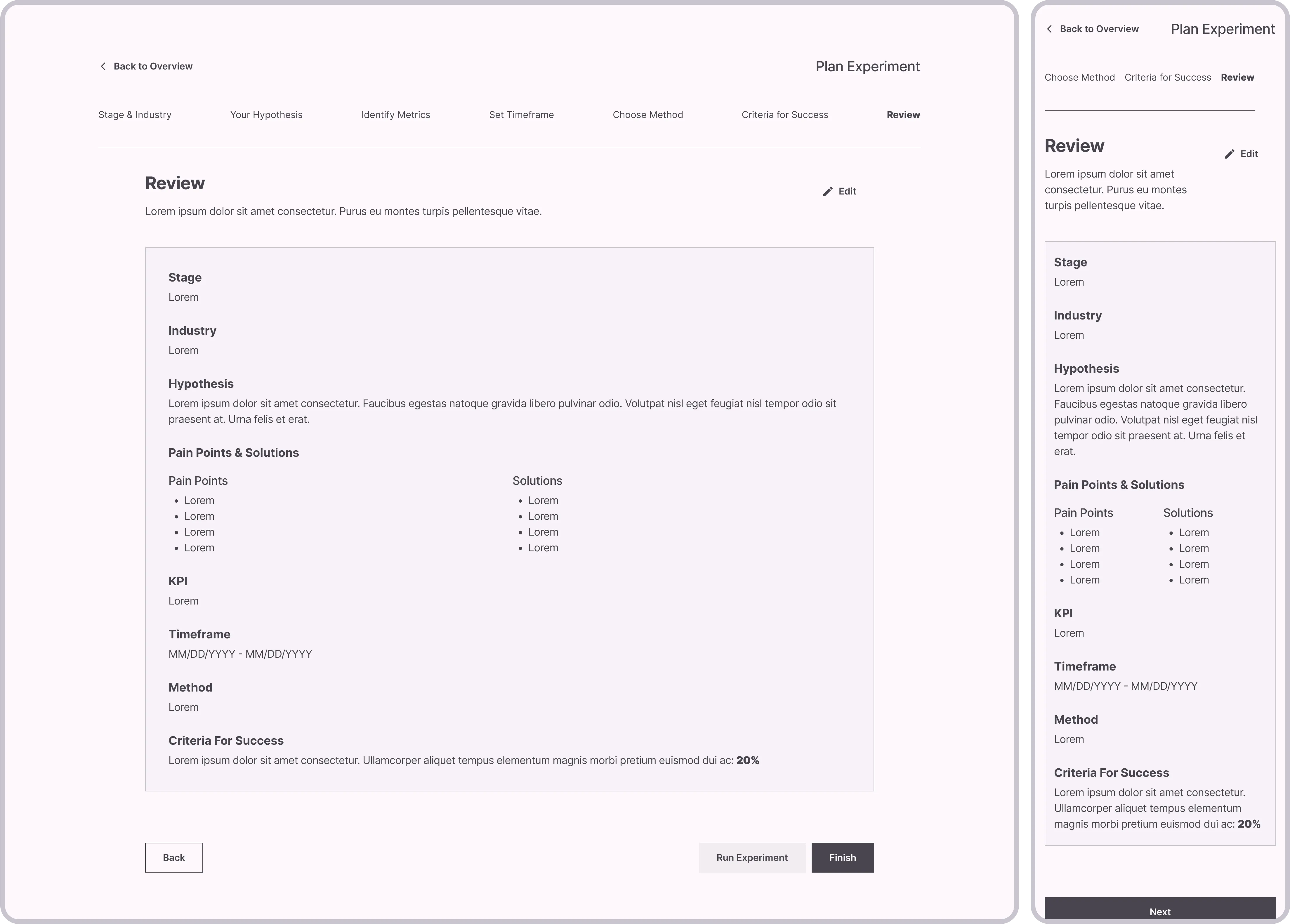 Planning Experiment: Review Plan
