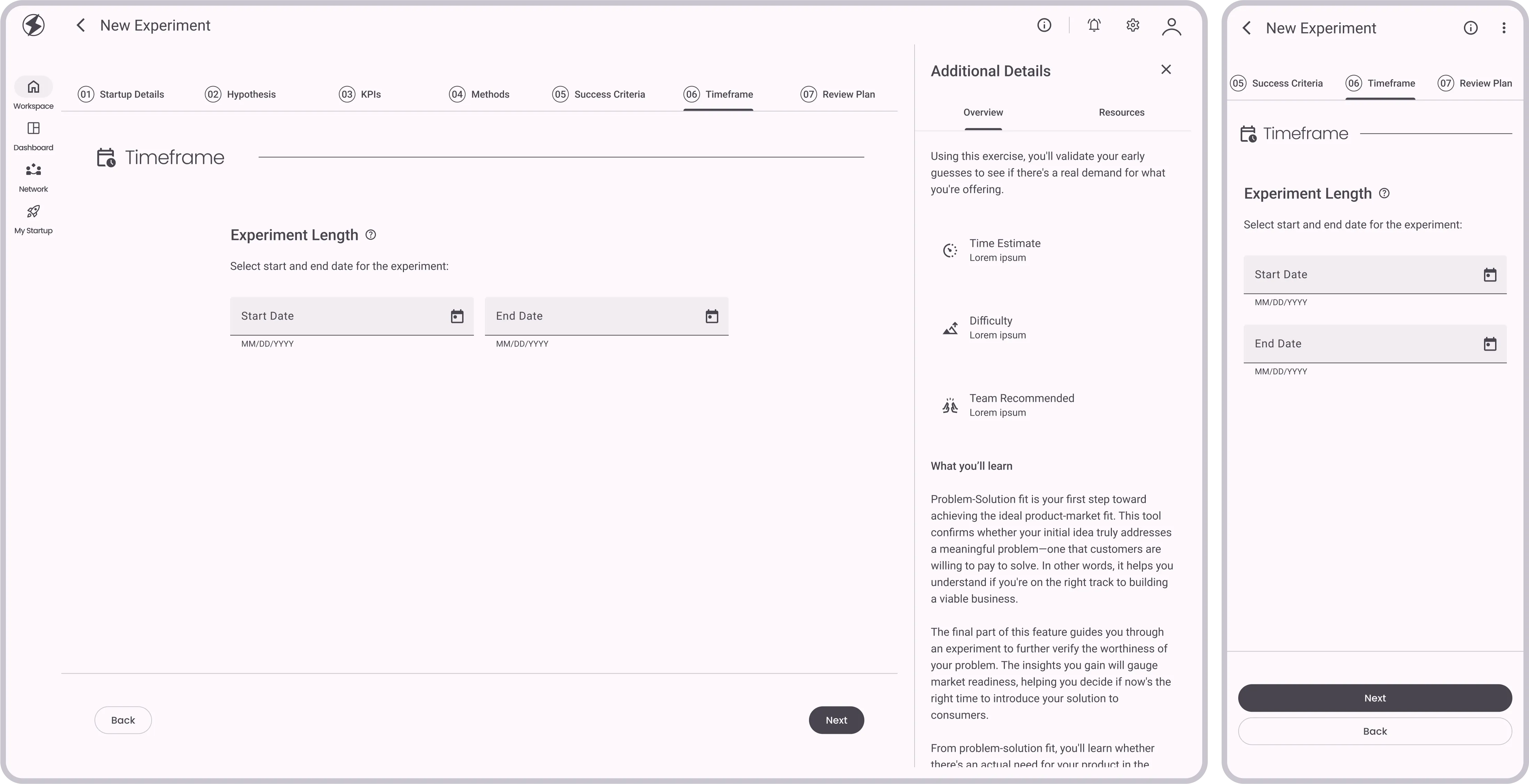 Planning Experiment: Set Timeframe
