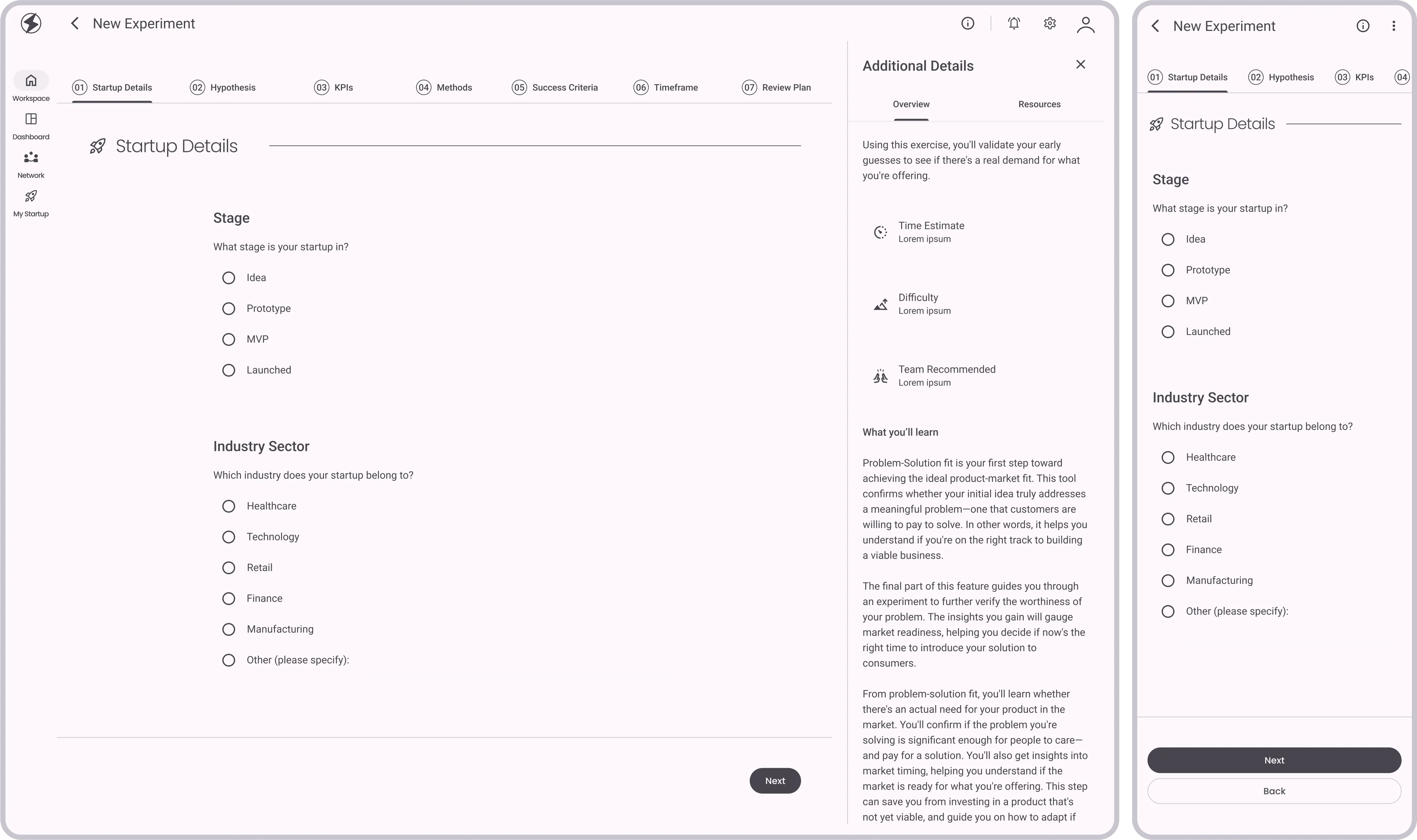 Planning Experiment: Stage & Industry

