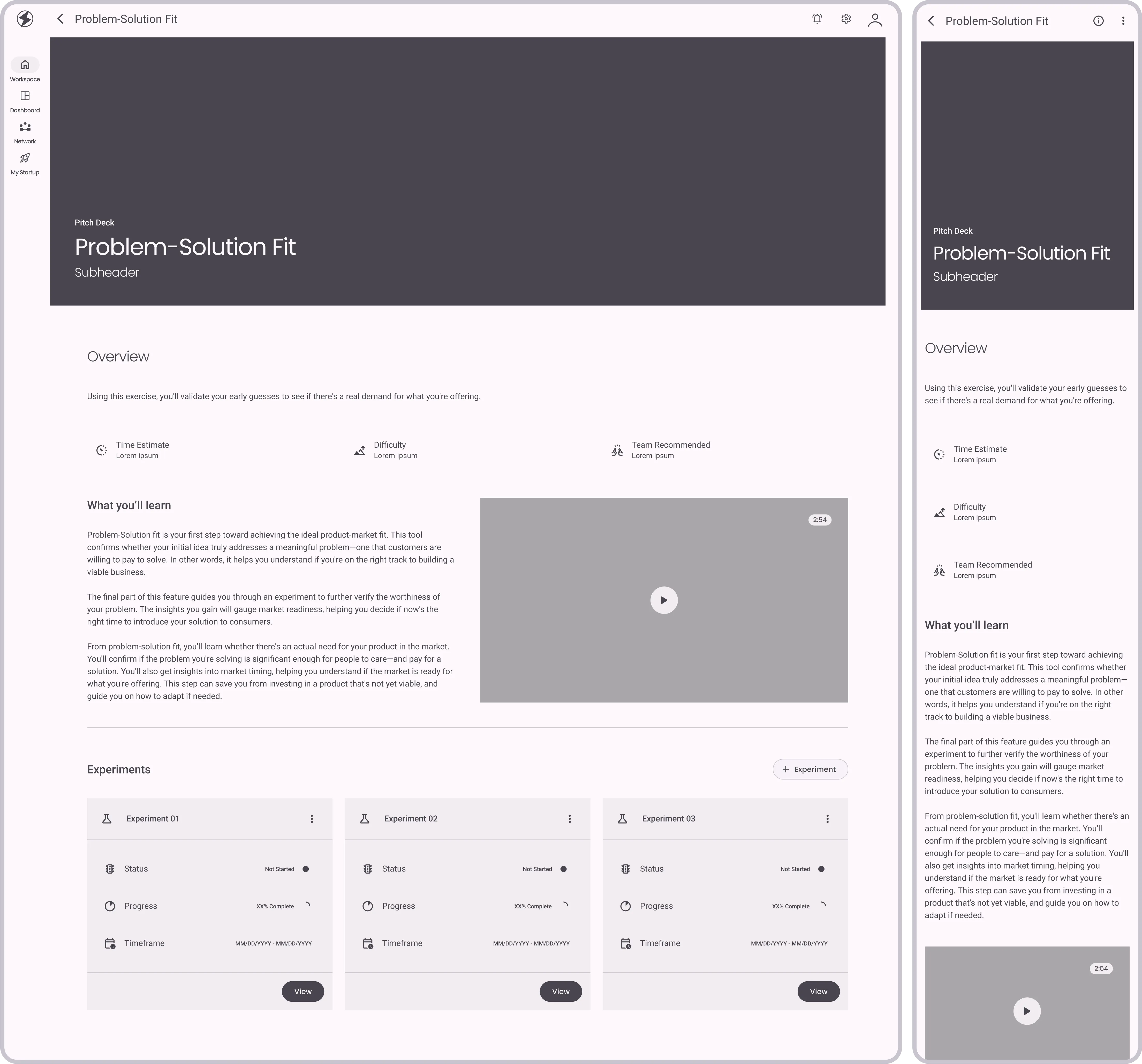 Problem-Solution Fit Overview (experiments started)
