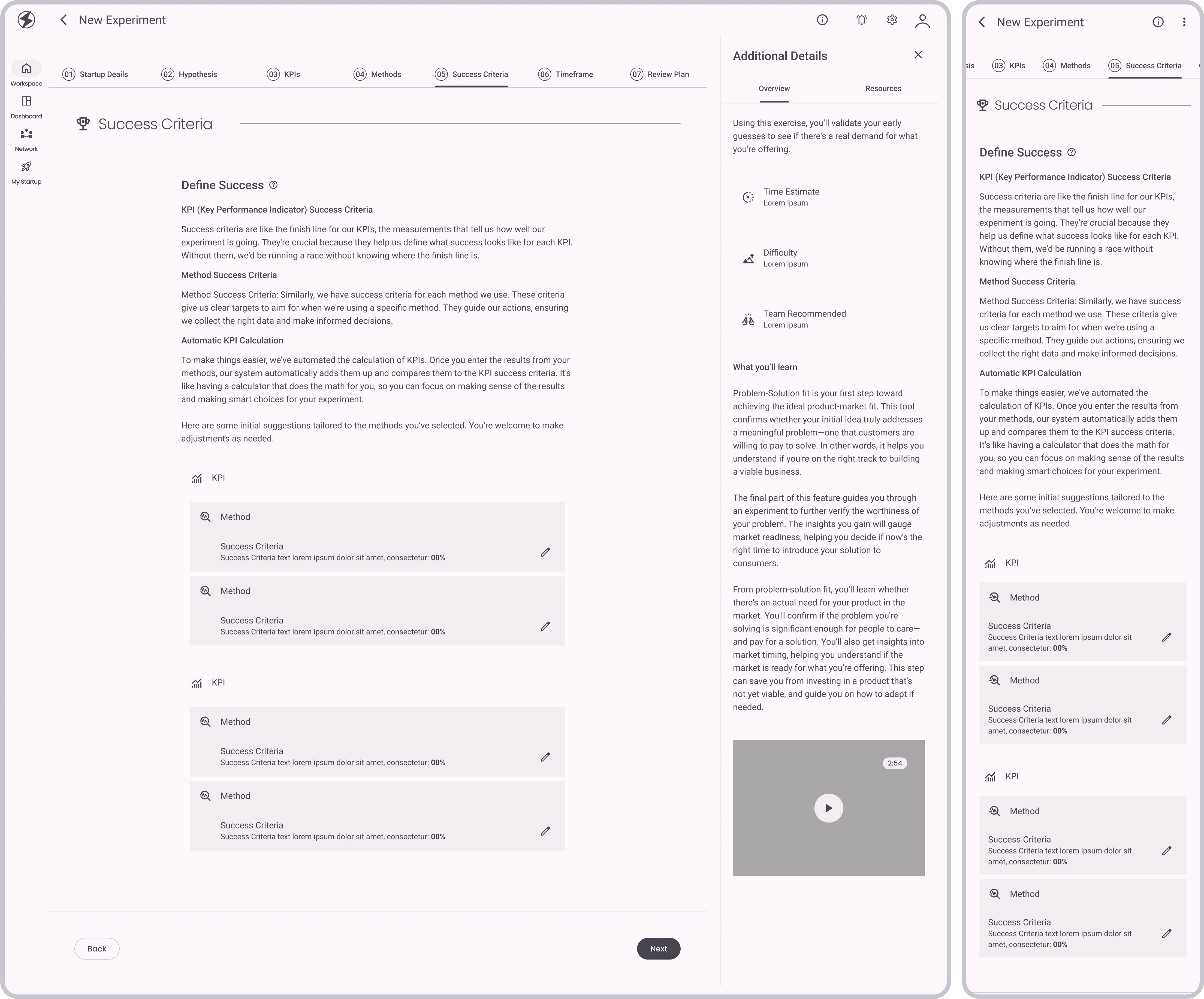 Planning Experiment: Success Criteria
