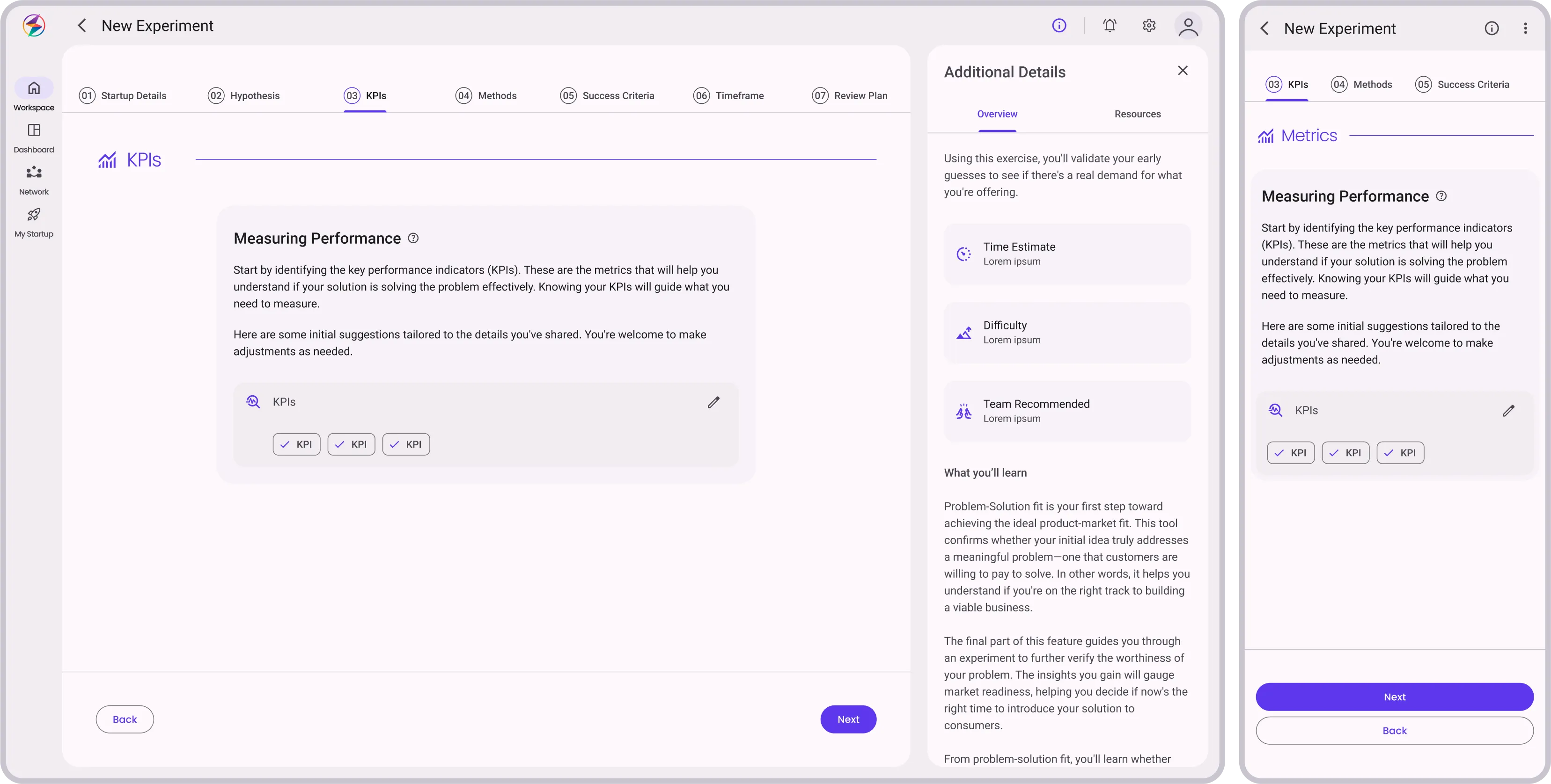 Planning Experiment: Identify Metrics