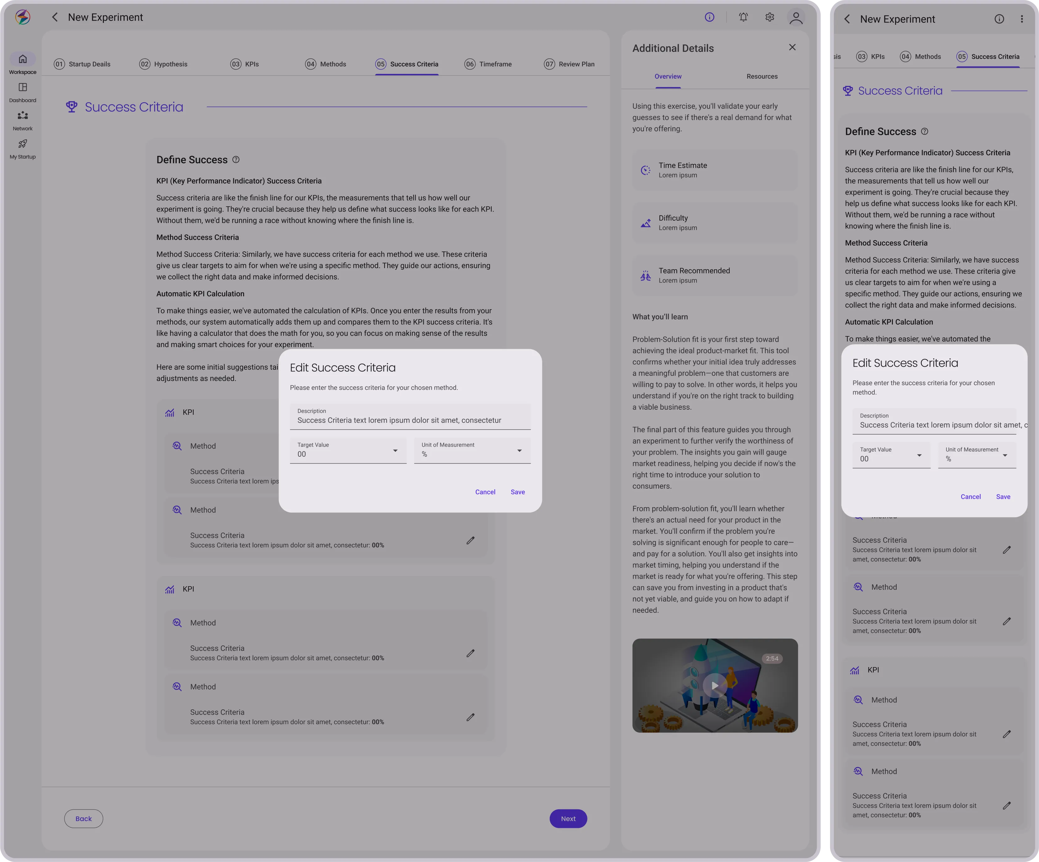 Planning Experiment: Select Success Criteria