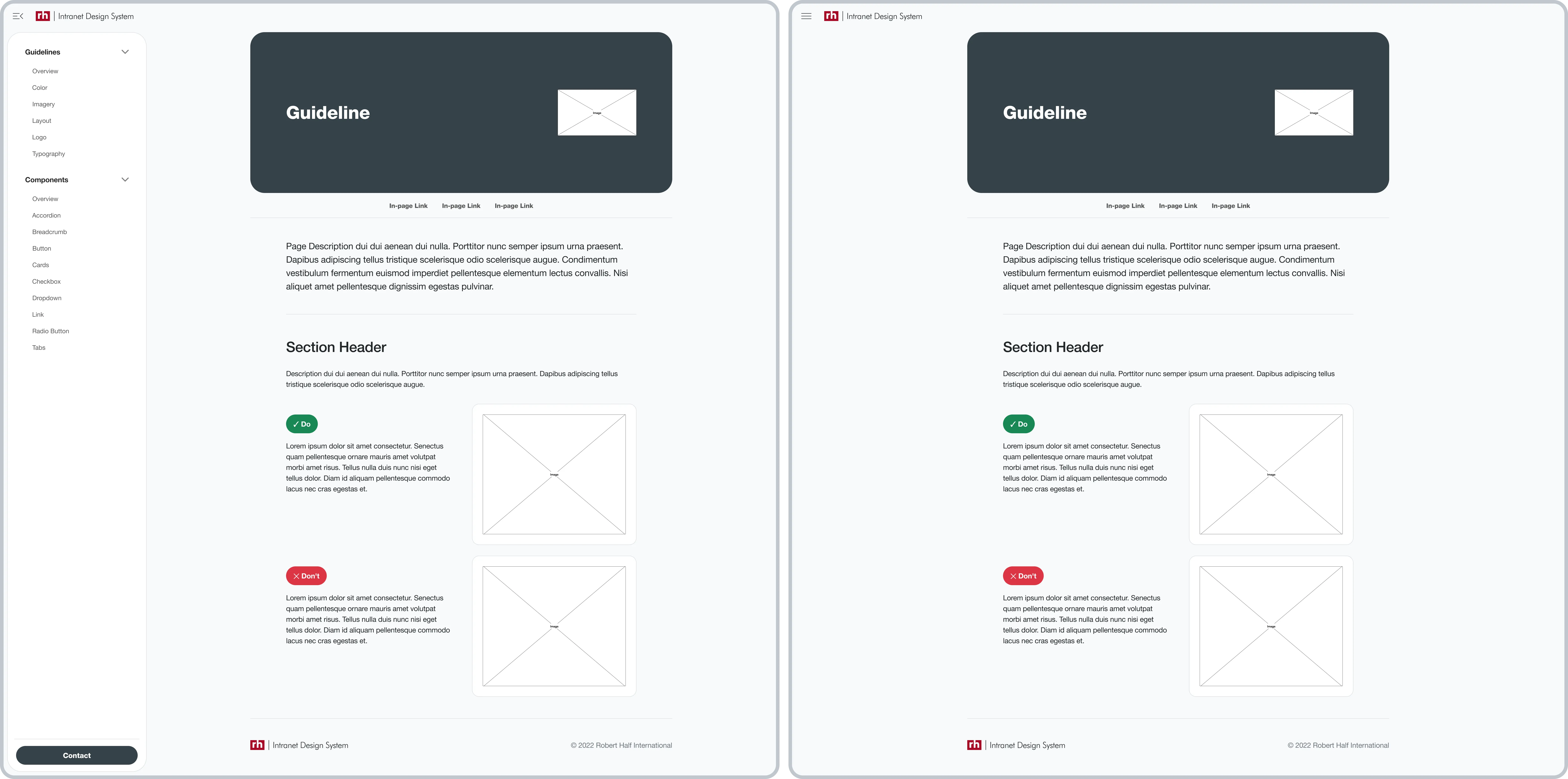 Guidelines Desktop View