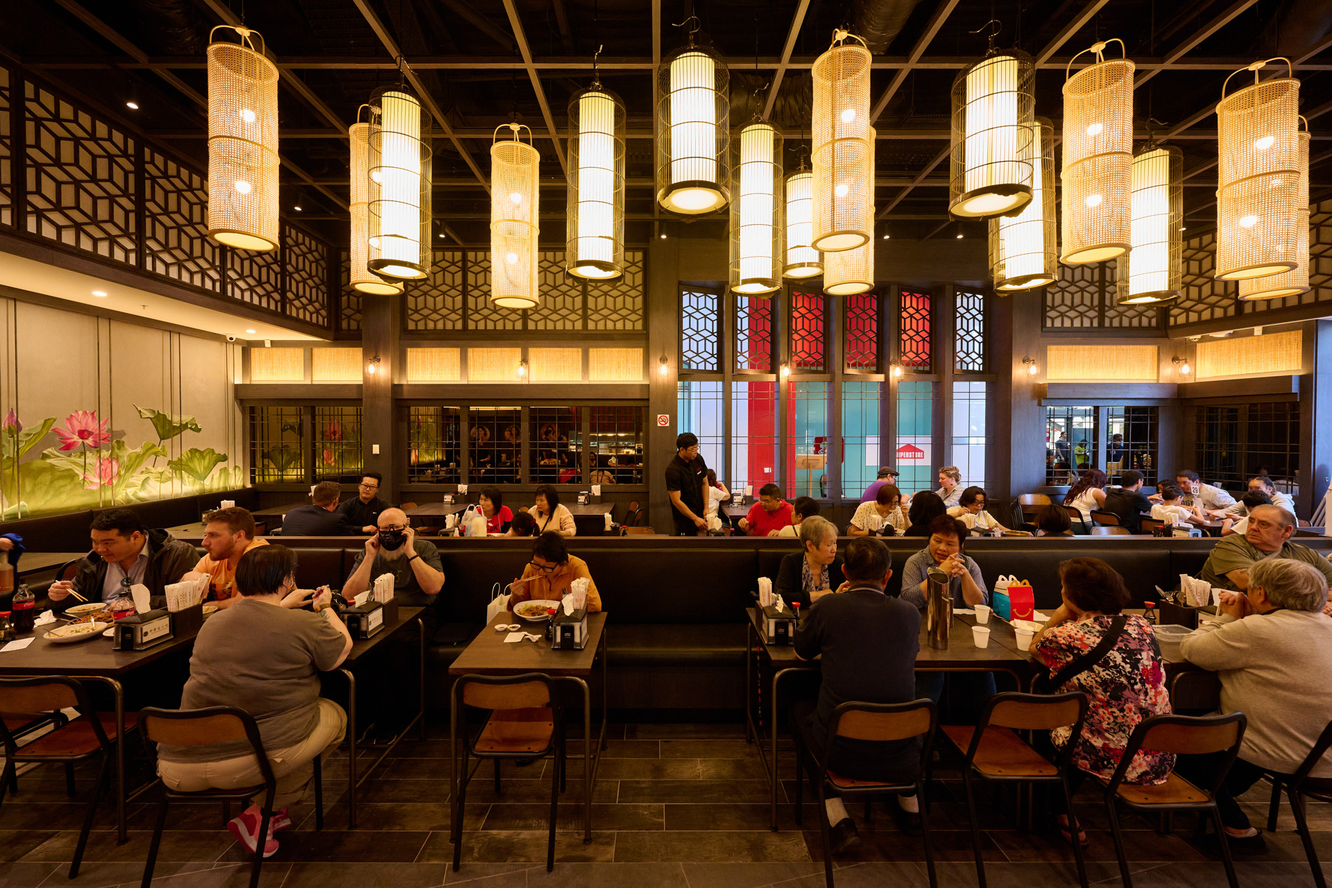Beautiful interior of Dumplings Plus Restaurant.