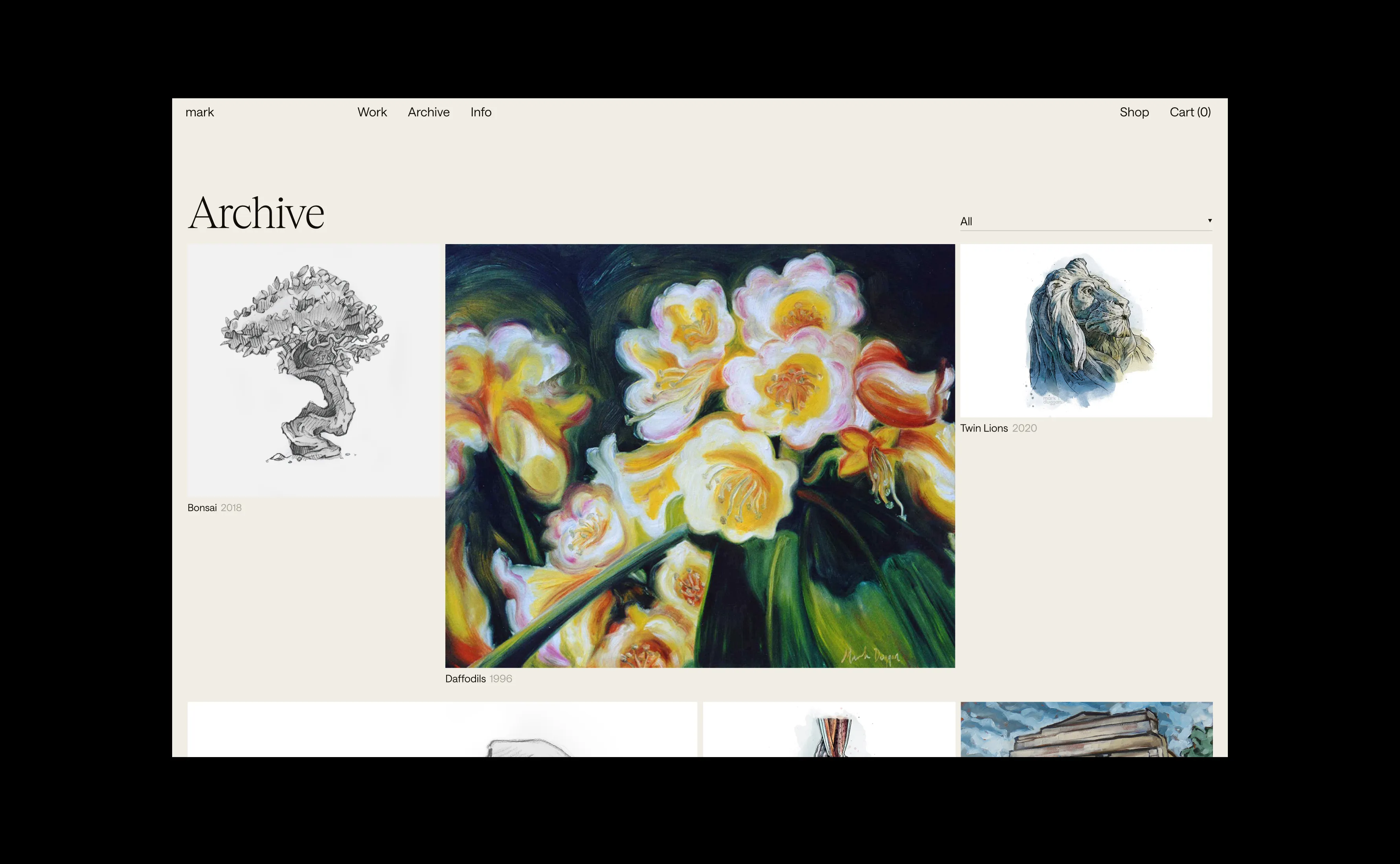 Mark Duggan artist archive of works web page