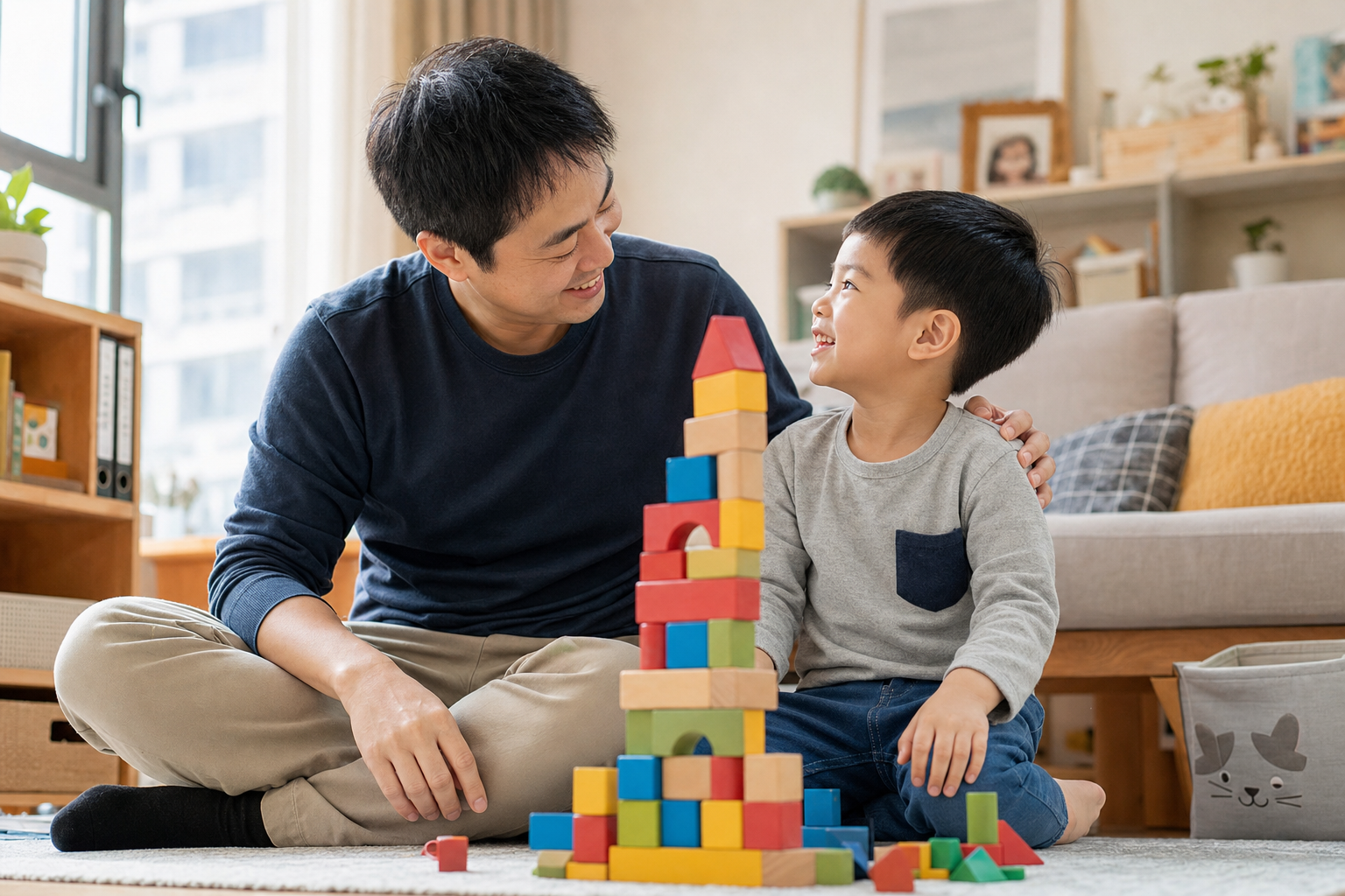 Parent connecting with child before giving instructions