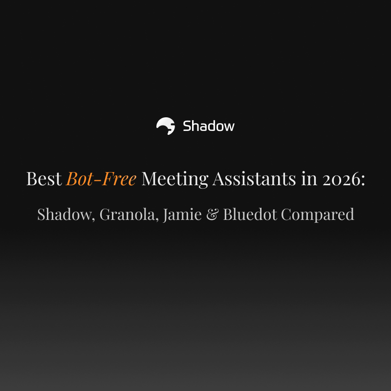 Best Bot-Free Meeting Assistants in 2026: Shadow, Granola, Jamie & Bluedot Compared
