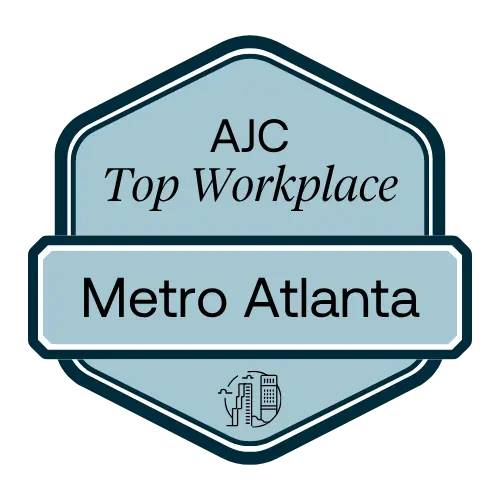AJC Top Workplace Metro Atlanta badge with a small cityscape icon at the bottom.