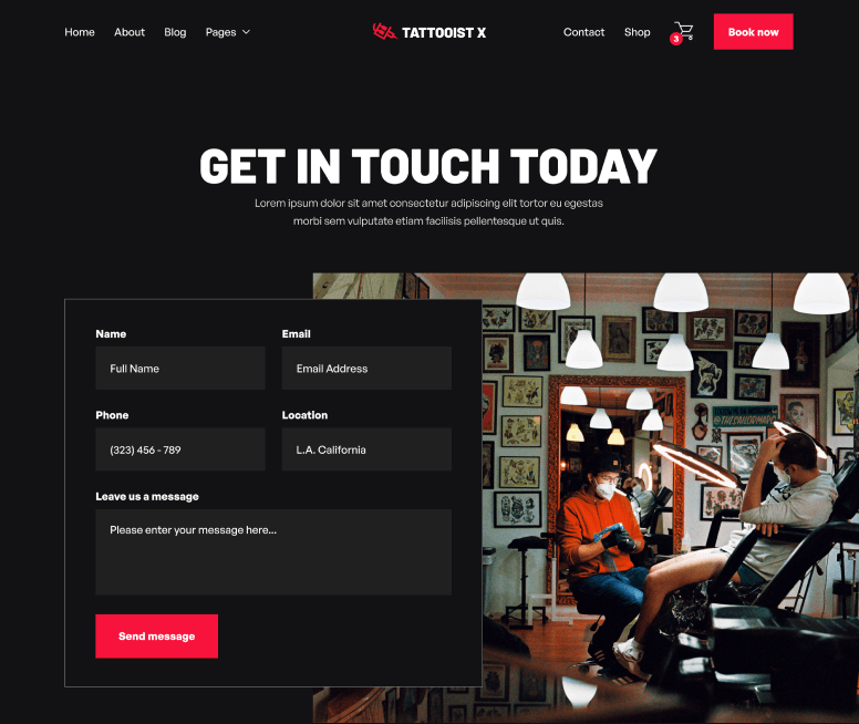 Contact - Tattooist X Webflow Template