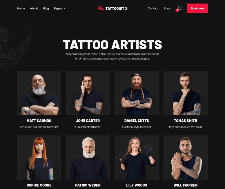 Tattoo Artist - Tattooist X Webflow Template