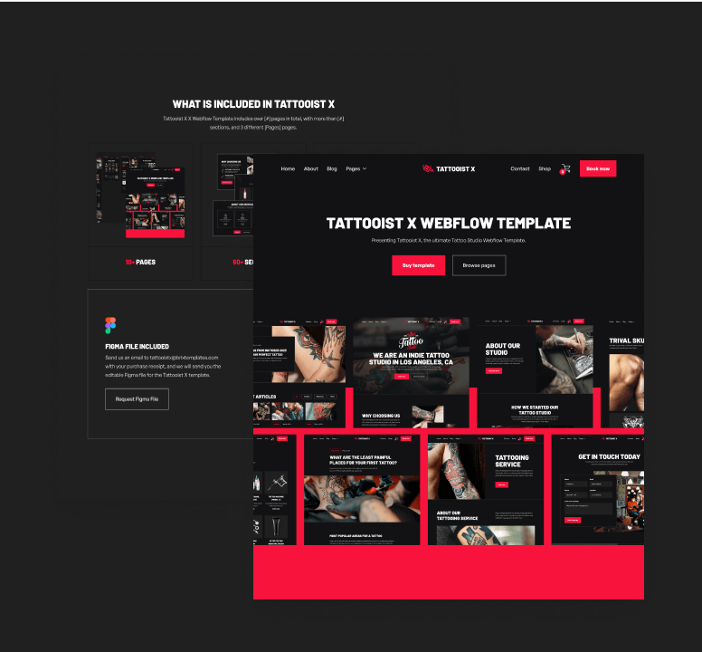 10+ Pages - Tattooist X Webflow Template