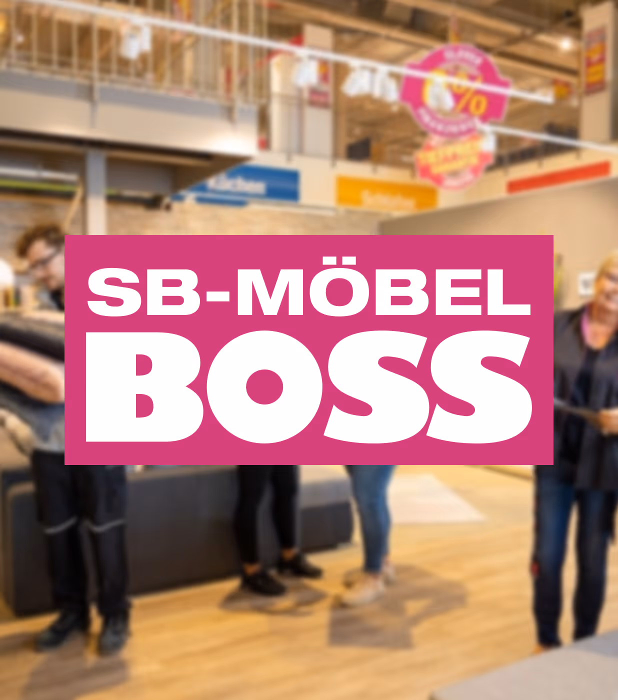 Möbel Boss store blurred with logo on top