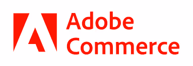 Logo of Adobe Commerce in red with white background
