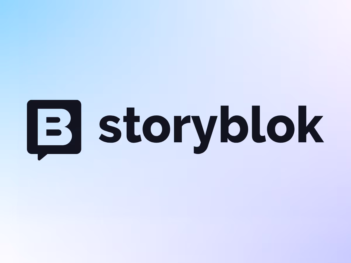 The storyblok Logo an a blurry background
