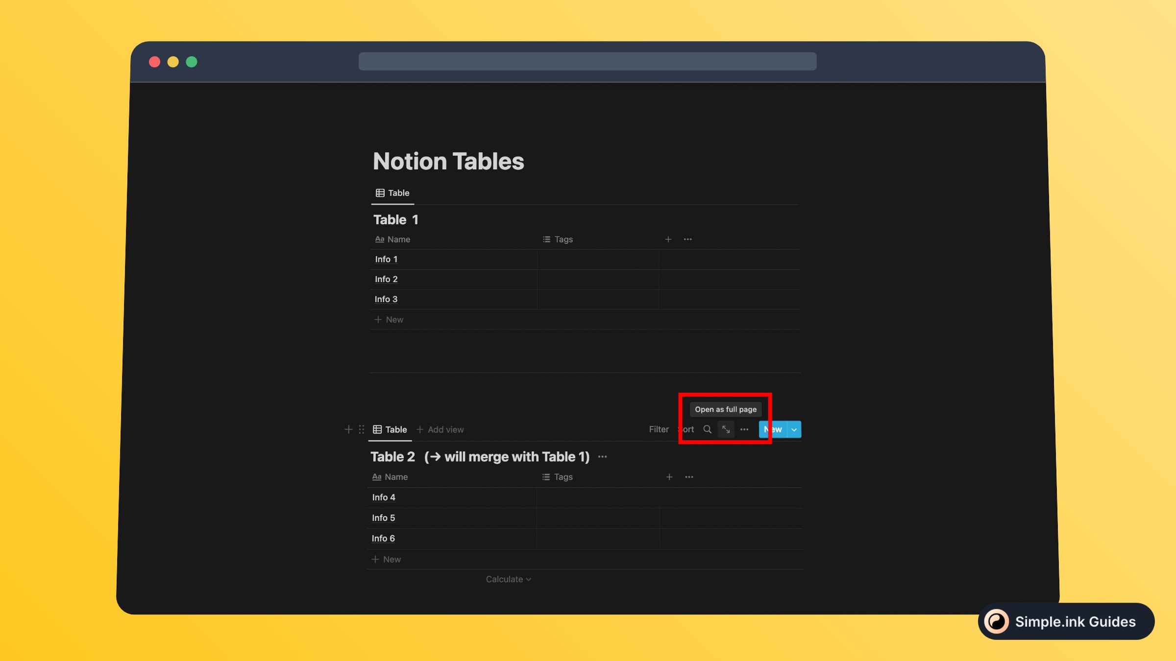 how to merge tables in notion