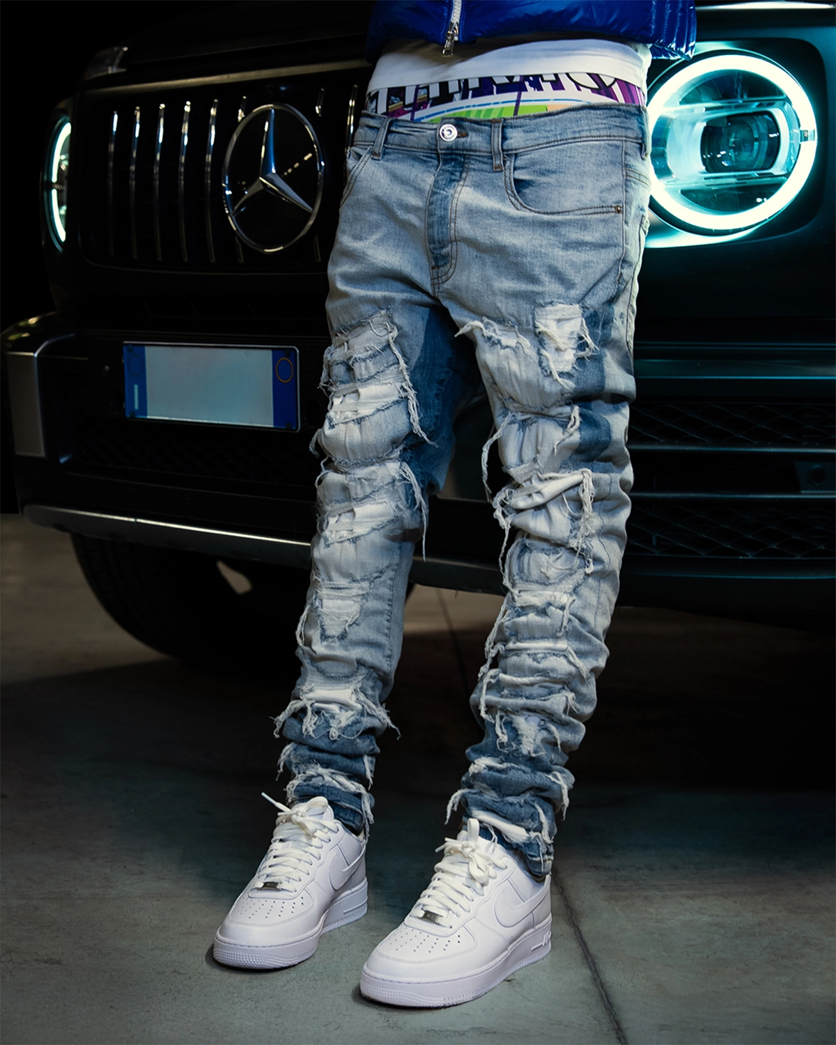 Artie 5ive drip con jeans Dripcity bianchi strappati