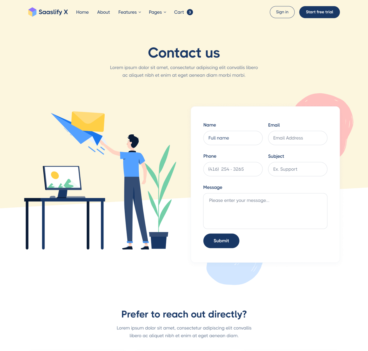Saaslify X - Contact page - Modern SaaS Webflow Template
