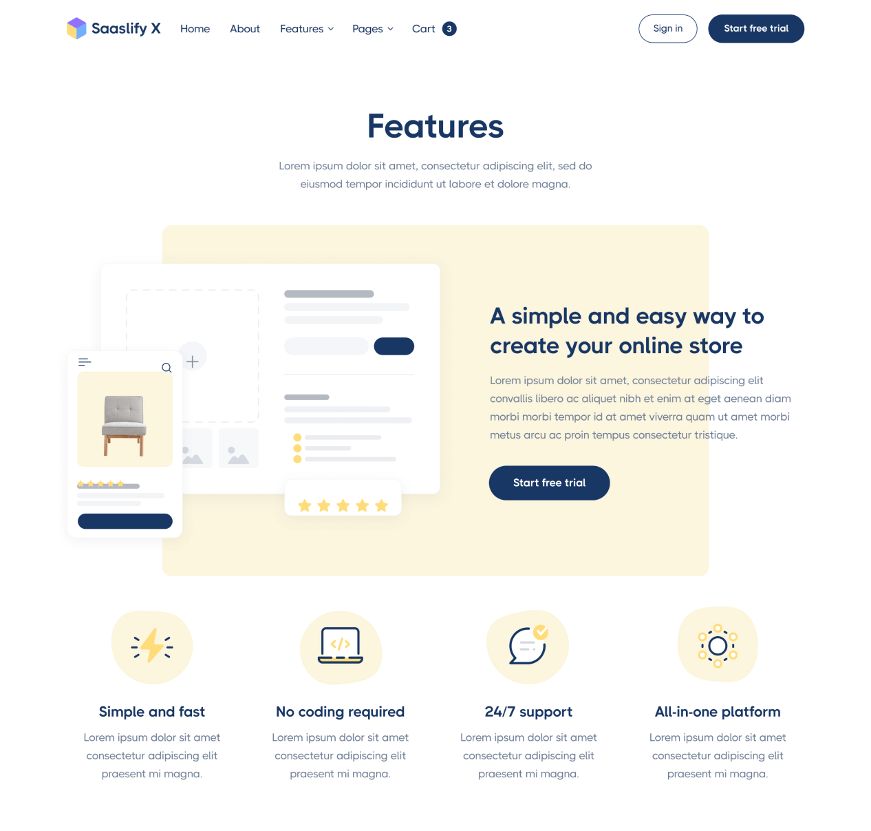 Saaslify X - Features page - Modern SaaS Webflow Template