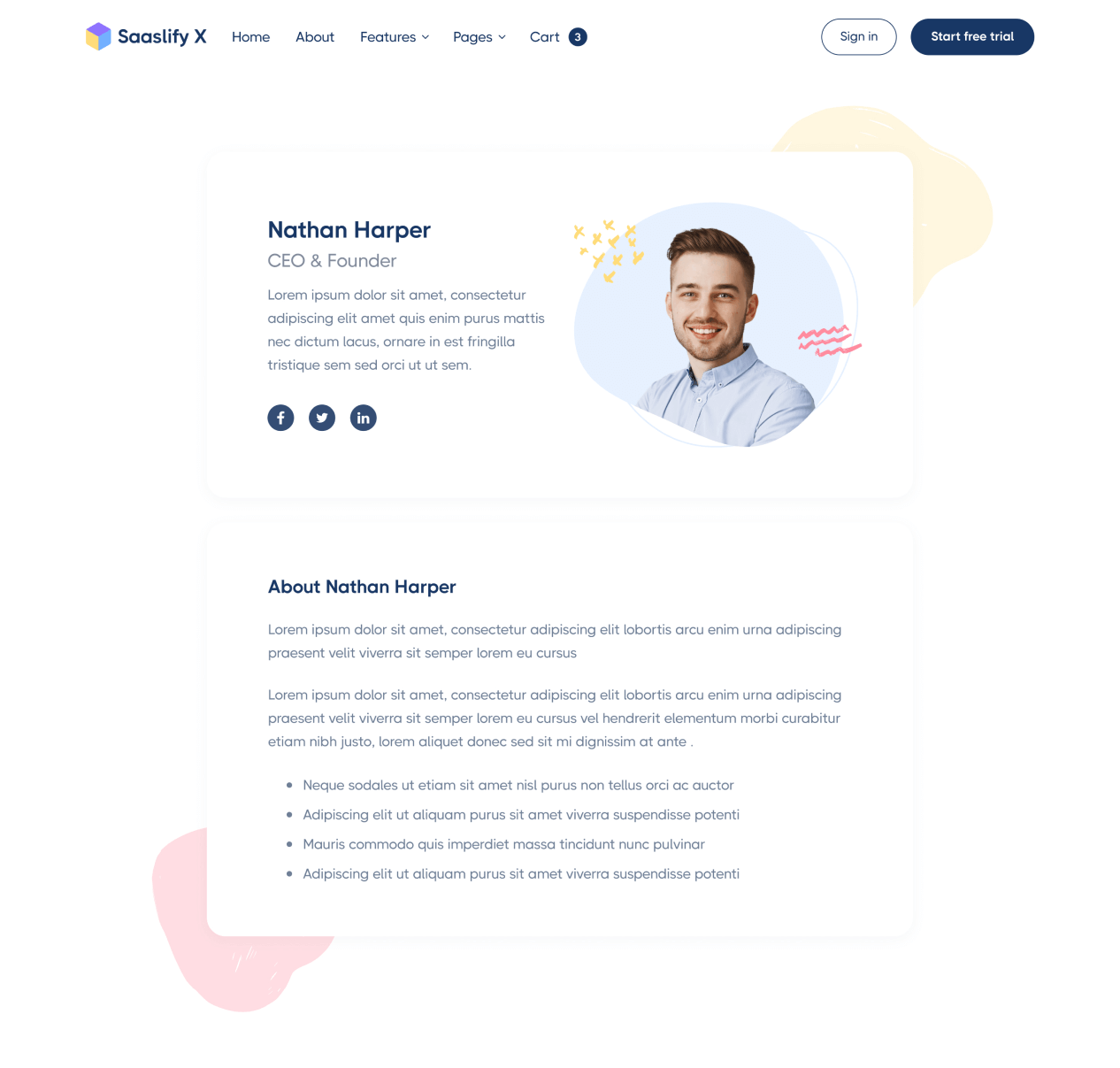 Saaslify X - Team Member page - Modern SaaS Webflow Template